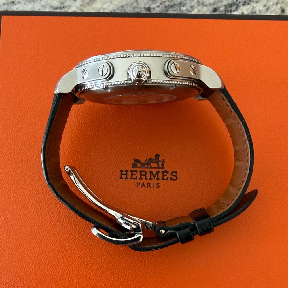 Hermes Clipper H1 Big Date Silver Automatic Watch 43mm - Picture 2 of 7